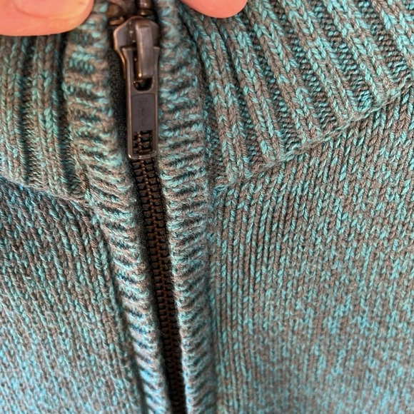 The Territory Ahead Men’s XLT Space Dye Teal Zip Up Knit Cardigan - Picture 4 of 8